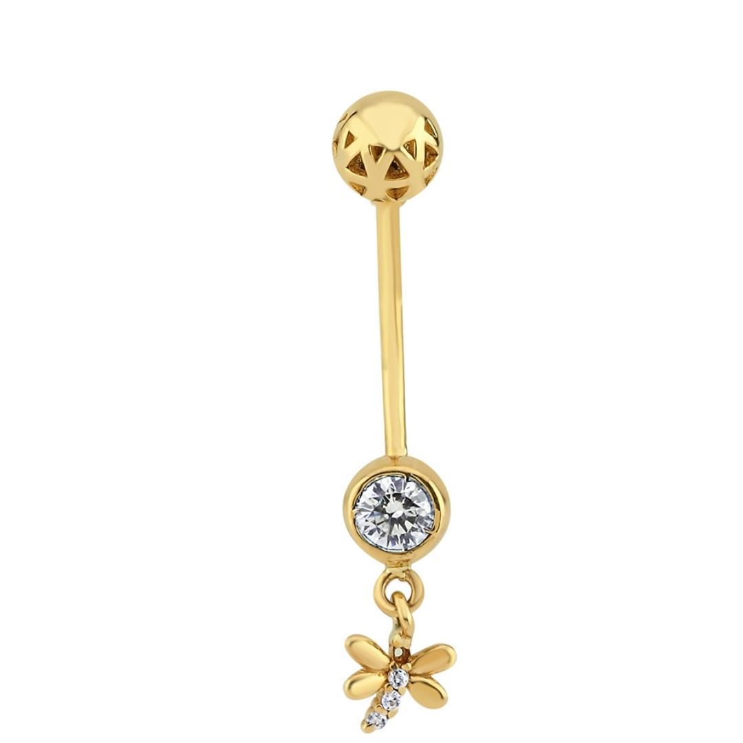 Taşlı Yusufçuk Altın Göbek Piercing