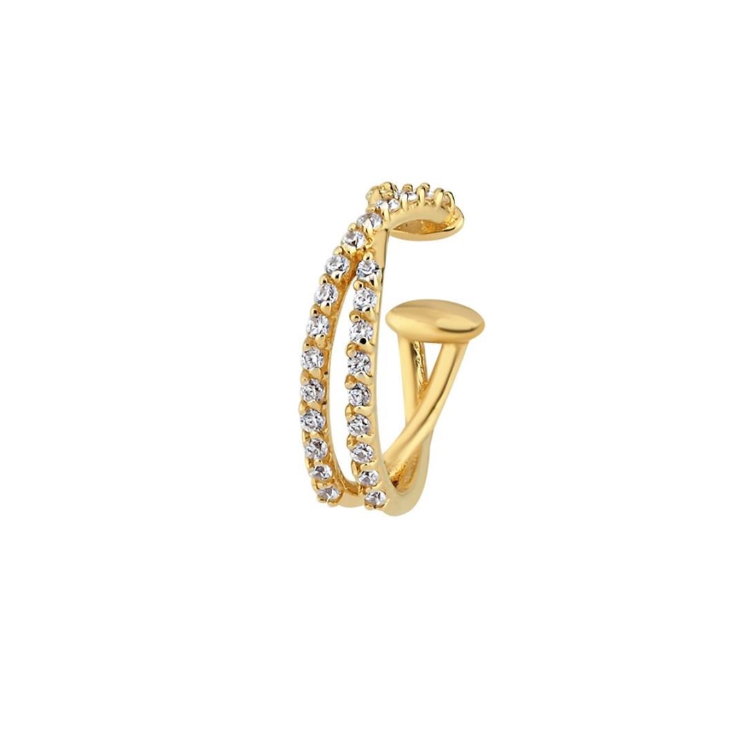 Minimal Sarmal Taşlı Altın Earcuff Küpe