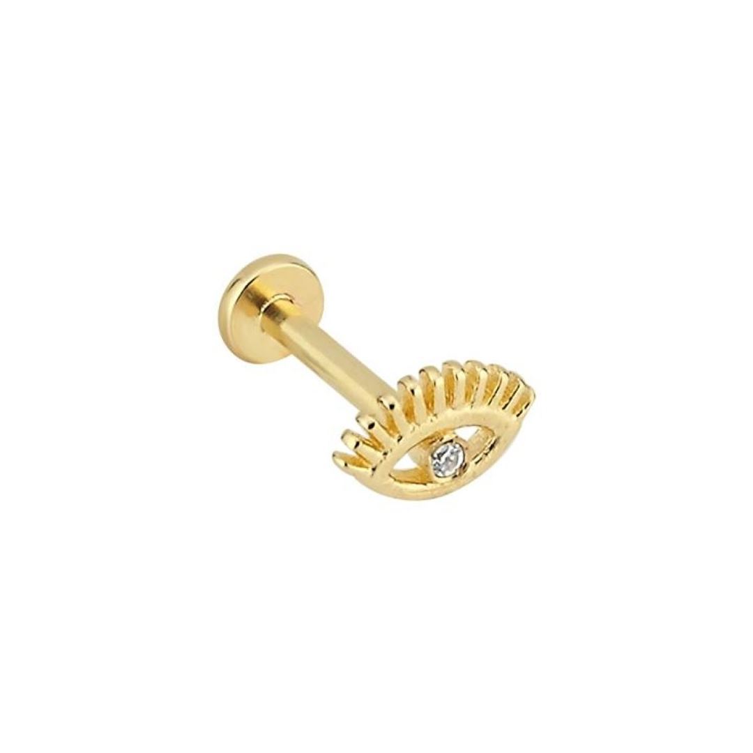 Taşlı Kirpik Altın Tragus Piercing