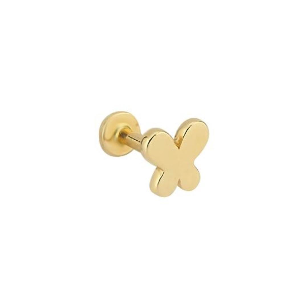 Kelebek Formlu Altın Tragus Küpe