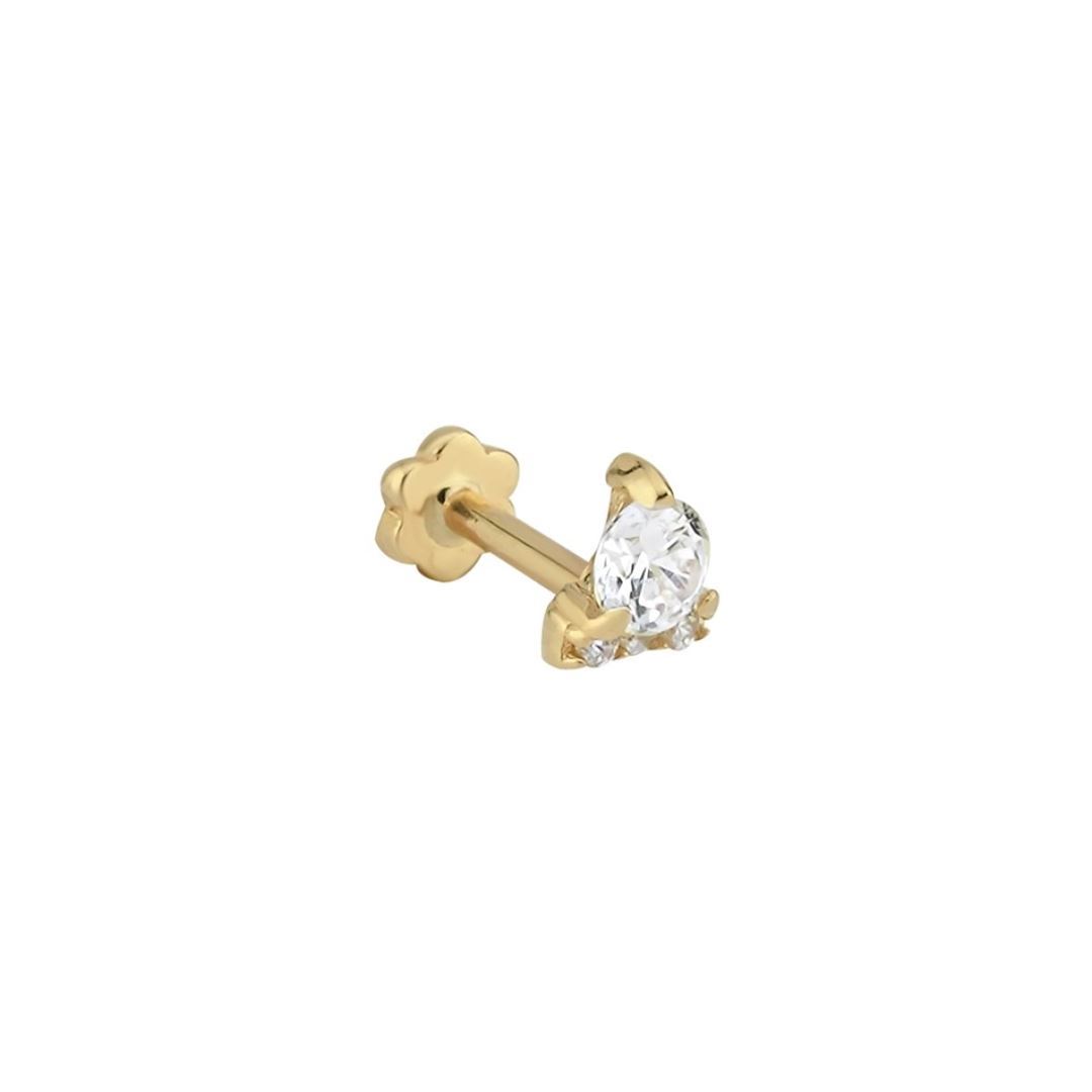 İri Taşlı Altın Tragus Küpe