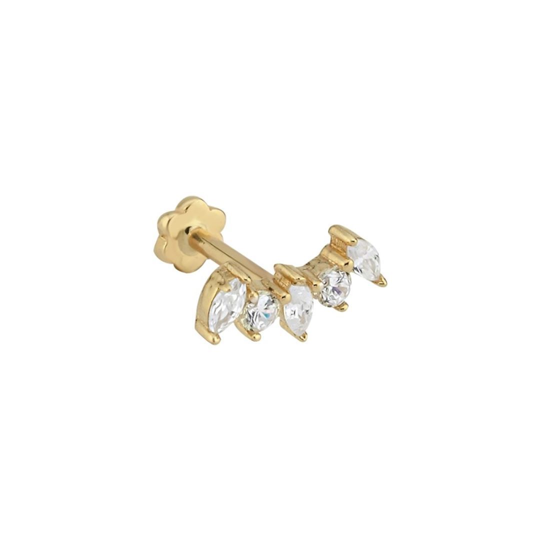 Beş Taşlı Altın Tragus Küpe