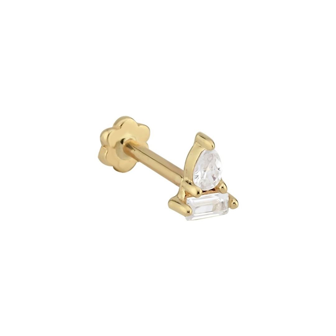 Oval Ve Dikdörtgen Taşlı Altın Tragus