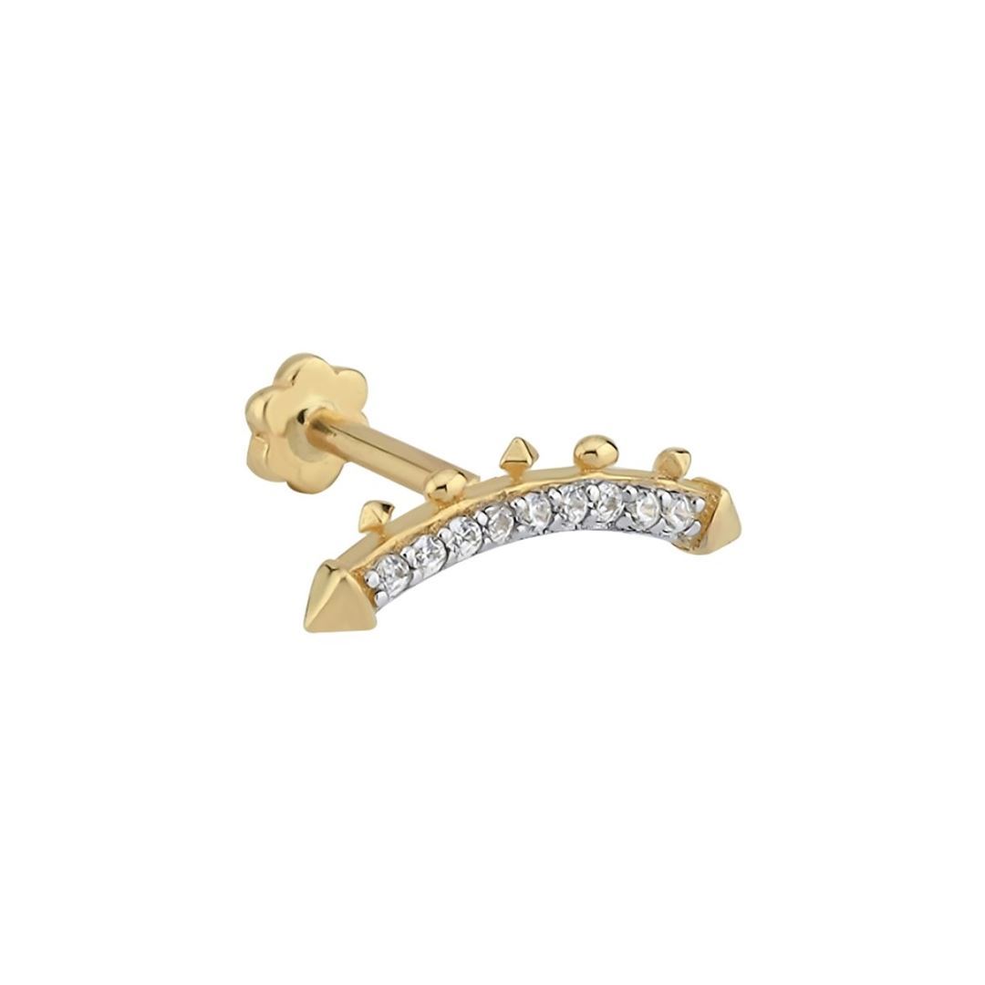 Oval Tasarımlı Sıra Taşlı Altın Ok Tragus