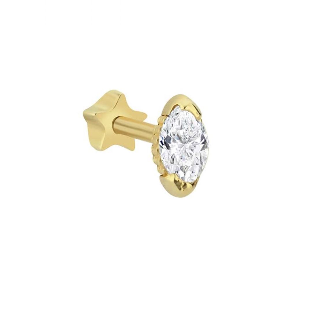 Oval Taşlı Altın Tragus