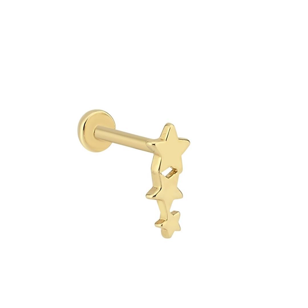 Yıldız Dizili Altın Tragus Küpe