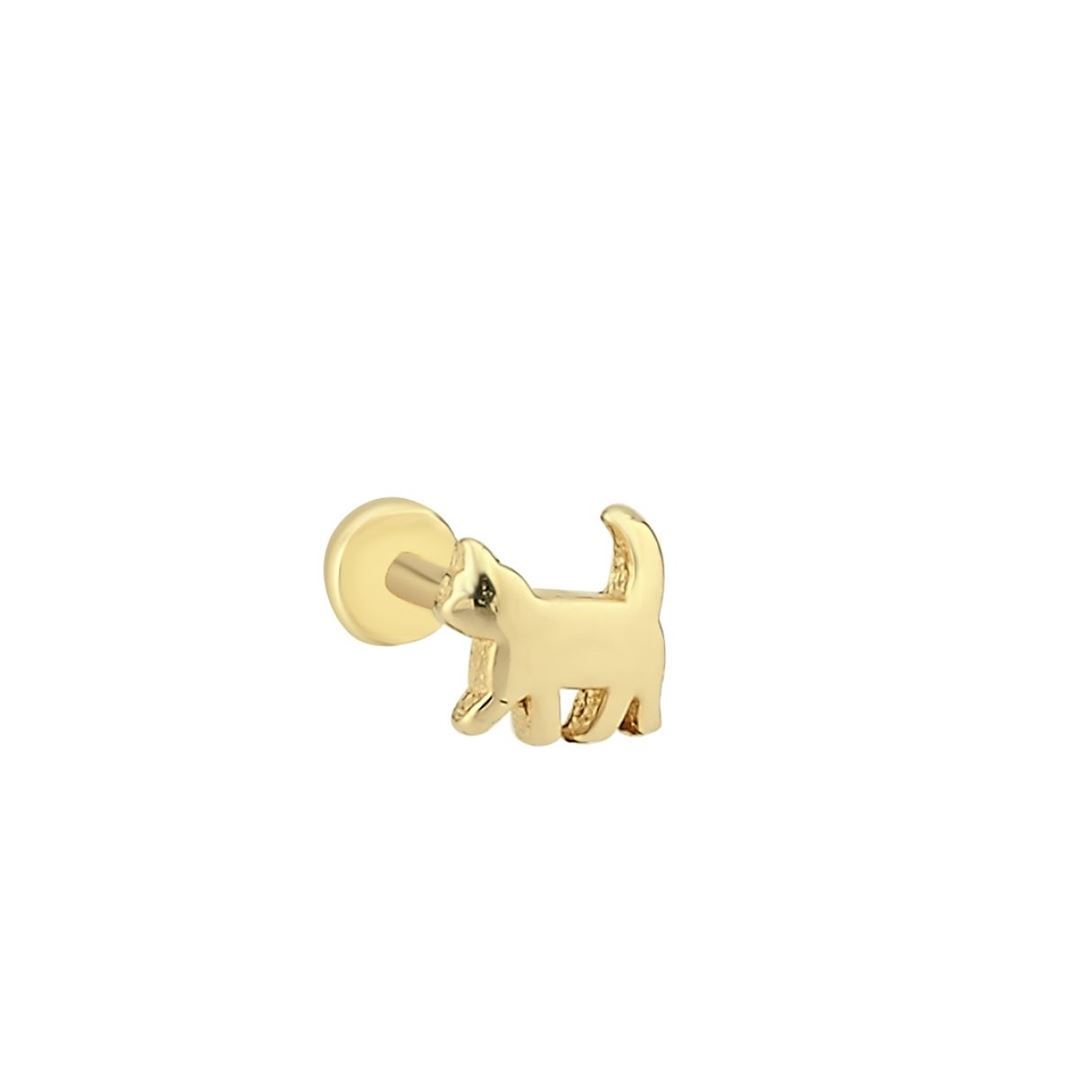 Kedi Figürlü Altın Tragus