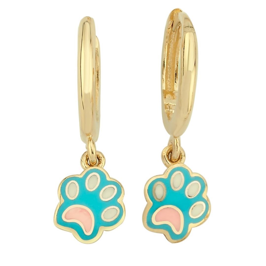 Mineli Kedi Patisi Sallantılı Altın Çocuk Küpesi