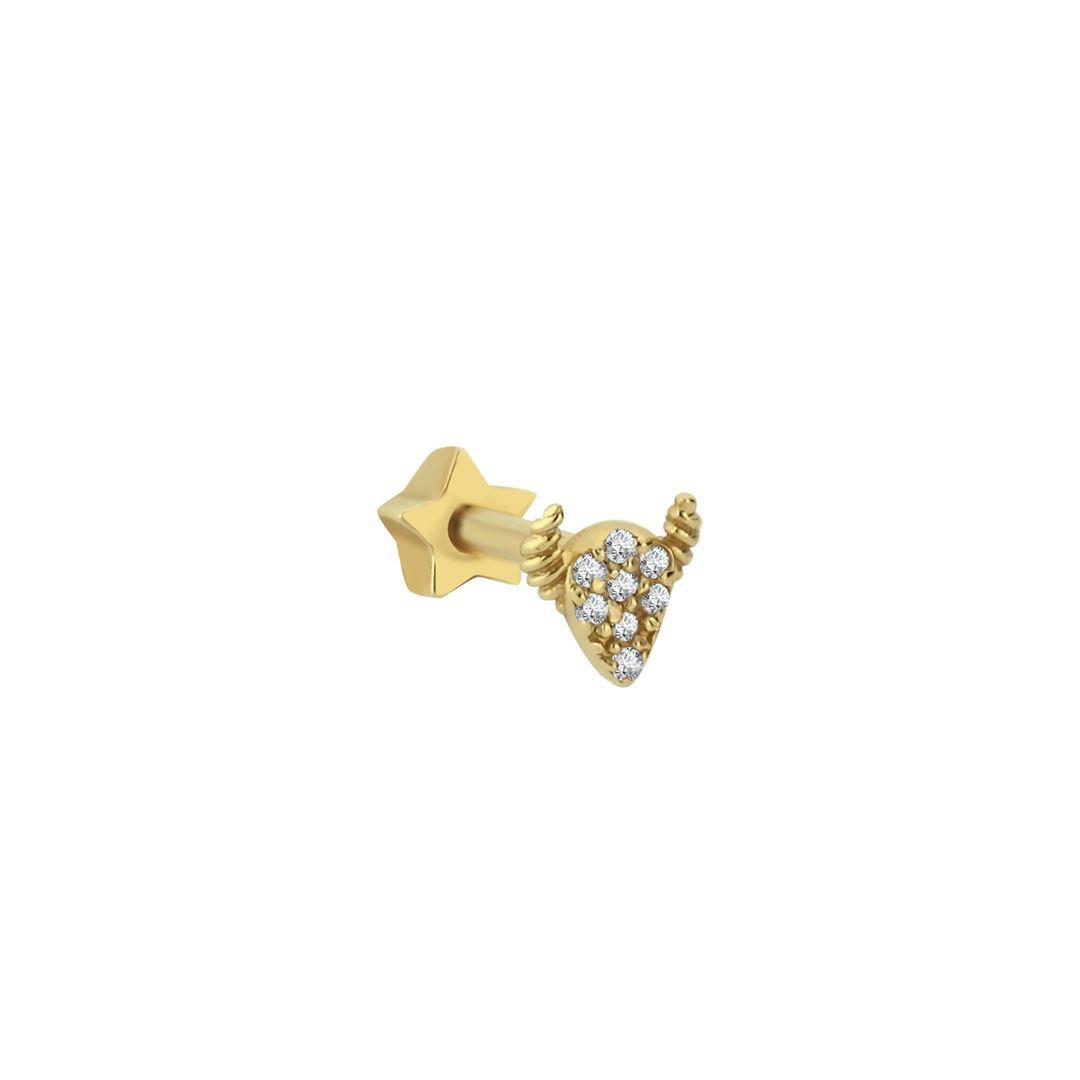 Taşlı Boynuz Altın Tragus Piercing