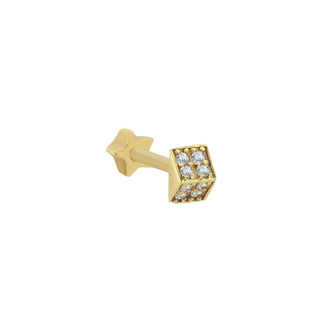 Küp Taşlı Altın Tragus Küpe